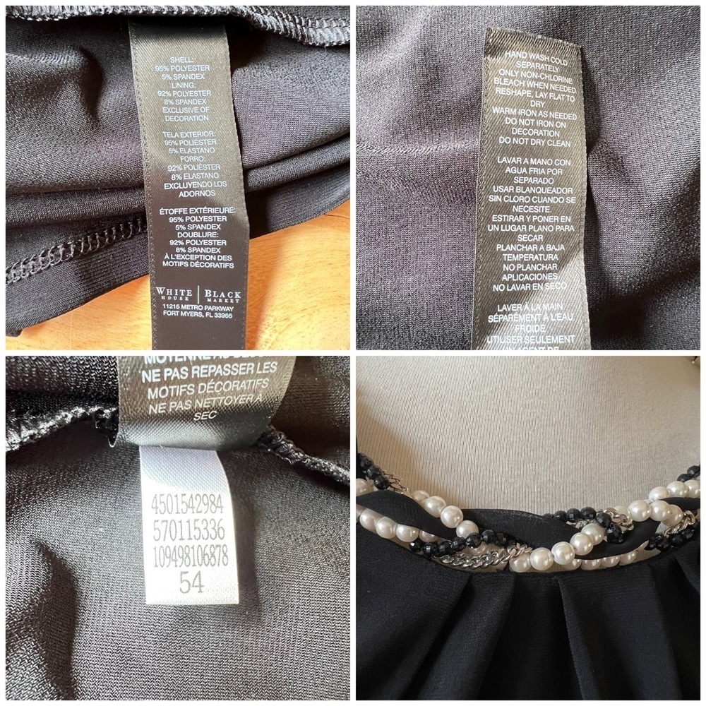 WHBM SLEEVELESS BLOUSE TOP PEARL BEAD NECKLINE BOW TIE BACK BLACK M NWT - Picture 12 of 12